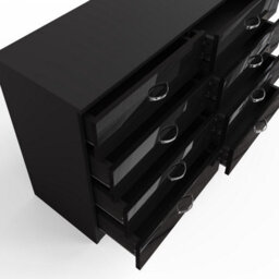Fwstyle Black Gloss 8 Drawer Chest Scratch Resistant Furniture - thumbnail 6