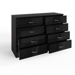 Fwstyle Black Gloss 8 Drawer Chest Scratch Resistant Furniture - thumbnail 4