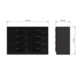 Fwstyle Black Gloss 8 Drawer Chest Scratch Resistant Furniture - thumbnail 8