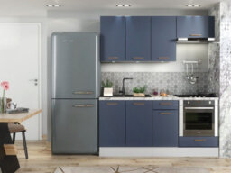 Impact Furniture Kitchen Cabinets Set Complete 6 Units Dark Navy Blue Cupboards Diy 180Cm Fitted Kitchenette Nora - thumbnail 1