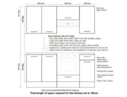 Impact Furniture Kitchen Cabinets Set Complete 6 Units Dark Navy Blue Cupboards Diy 180Cm Fitted Kitchenette Nora - thumbnail 3
