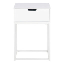 Wyld Haus Tokyo White Bedside Table 1 Drawer, Matt White Steel Legs, 400 X 300 X 615 mm - thumbnail 4