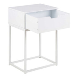 Wyld Haus Tokyo White Bedside Table 1 Drawer, Matt White Steel Legs, 400 X 300 X 615 mm - thumbnail 6