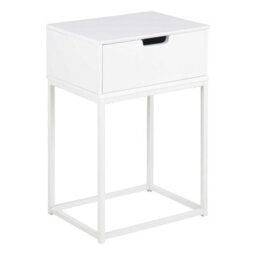 Wyld Haus Tokyo White Bedside Table 1 Drawer, Matt White Steel Legs, 400 X 300 X 615 mm - thumbnail 3
