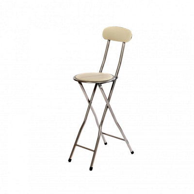 Oypla White Padded Folding High Chair Breakfast Kitchen Bar Stool Seat - image 1