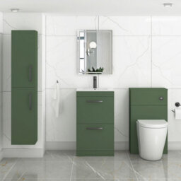 Royal Bathrooms Turin 500mm Floor Standing Vanity Unit Matt Green 2 Drawer Minimalist Basin With Matt Black Handles - thumbnail 4