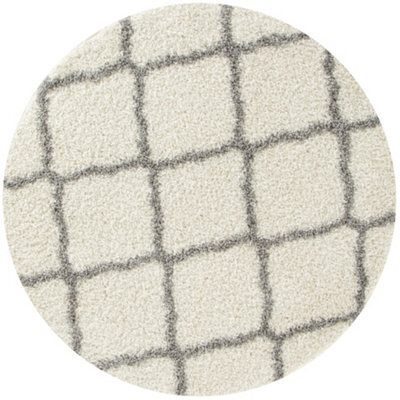 The Rugs Moroccan Shaggy Rugs And Runners Soft  High Pile Ivory And Grey Living Room Kitchen Hallway 700 - image 1