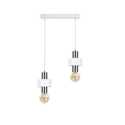 Luminosa Lighting Luminosa Unica Bar Pendant Ceiling Light White, Silver, 50Cm, 2X E27