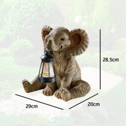 Gainsborough Elephant With Solar Lantern - Weatherproof Polyresin Garden Ornament With Warm White Led Light, H28.5 X W29 X D20Cm - Cream - thumbnail 5