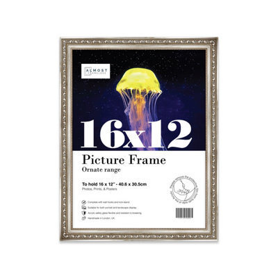 16X12 Silver Ornate Picture Frame (40.6 X 30.5Cm) Poster, Photo, Artwork, Gallery Wall Or Print - image 1