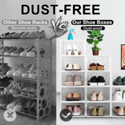 Pack Of 12 Transparent Shoe Boxes With Ventilation Holes, Easy Assembly And Stackable Organizer - thumbnail 3