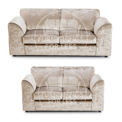Furnishings For Less UK Crystal Crushed Velvet Fabric Fabric Sofaset 3 And 2 Seater Sofa  Mink - Full Back - image 1