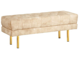 Wyld And Coco Beige Velvet Tufted Bed Bench With Gold-Tone Legs, W117 X D40 X H44Cm - thumbnail 3