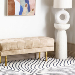 Wyld And Coco Beige Velvet Tufted Bed Bench With Gold-Tone Legs, W117 X D40 X H44Cm - thumbnail 2