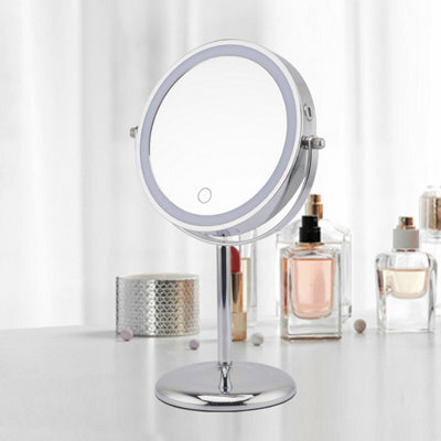 Showerdrape Iris 5X Magnifying Chrome Makeup Vanity Mirror With Led Light - image 1