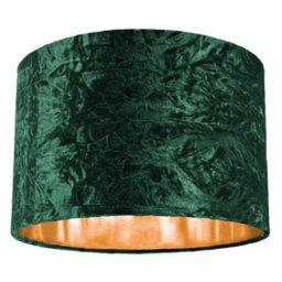 Happy Homewares Modern Green Crushed Velvet 12 Table/pendant Lamp Shade With Shiny Copper Inner