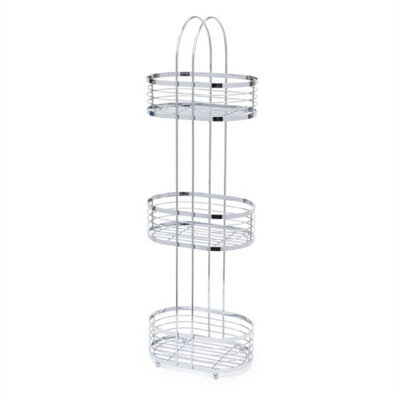 Free Standing 3 Tier Chrome Shower Caddy Bathroom Storage Rack Shelf Organiser - image 1
