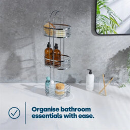Free Standing 3 Tier Chrome Shower Caddy Bathroom Storage Rack Shelf Organiser - thumbnail 5