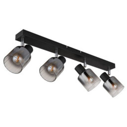 Luminosa Lighting Luminosa Jack Ceiling Spotlight Bar Matt Black Smoke Glass Shade 4X E14 - thumbnail 2