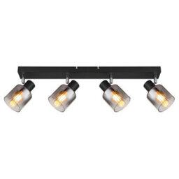 Luminosa Lighting Luminosa Jack Ceiling Spotlight Bar Matt Black Smoke Glass Shade 4X E14 - thumbnail 3