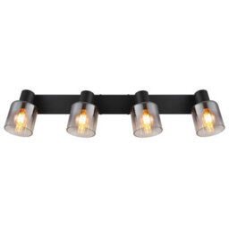 Luminosa Lighting Luminosa Jack Ceiling Spotlight Bar Matt Black Smoke Glass Shade 4X E14 - thumbnail 4