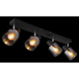 Luminosa Lighting Luminosa Jack Ceiling Spotlight Bar Matt Black Smoke Glass Shade 4X E14 - thumbnail 5