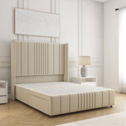 Bsspoke Elise Divan Bed Set Cream Plush Velvet With 54Inch Headboard & Footboard & No Drawers No Mattress In All Sizes - thumbnail 1