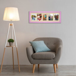 AK Frames 26X8 Pastel Pink Sleek Multi Photo Frame With Ivory Mount - Holds 5 Apertures (5X) 6X4 Photos - thumbnail 3