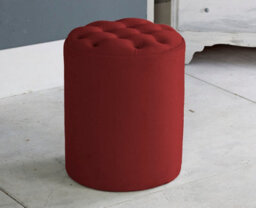 Adore Designs Chesterfield Round Plush Velvet Foot Stool Pouffe -  Burgundy