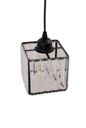 Thehotsale 3-Light Black Height Adjustable Crystal Square Lampshade Ceiling Pendant Light Fixture - thumbnail 7