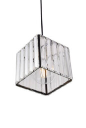 Thehotsale 3-Light Black Height Adjustable Crystal Square Lampshade Ceiling Pendant Light Fixture - thumbnail 8