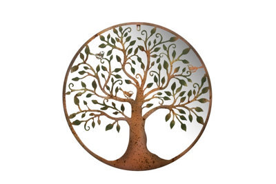 Annibells Mirrored Tree Of Life Metal Round Wall Plaque Sculpture 60 Cms (24906) - image 1