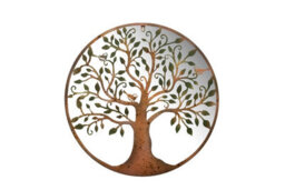 Annibells Mirrored Tree Of Life Metal Round Wall Plaque Sculpture 60 Cms (24906) - thumbnail 1