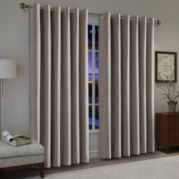 Aspire Homeware Beige Linen 100% Blackout Curtain Thermal Insulated Eyelet Curtain Pair (W)228Cm X (D)228Cm With Tie Back - thumbnail 1