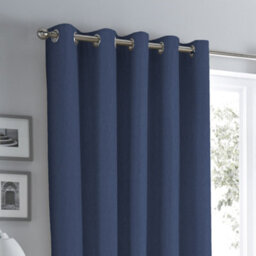 Fusion Sorbonne 100% Cotton Light Filtering Plain Dyed Navy Eyelet Curtains - thumbnail 2