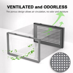 Grey 12X Clear Stackable Plastic Shoe Storage Boxes Organiser Rack - thumbnail 3
