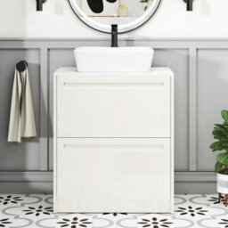 Royal Bathrooms Royal Bathroom Elmore 700mm Classic White Freestanding Countertop Bathroom Vanity Unit 2 Drawer With Cube Basin - thumbnail 4
