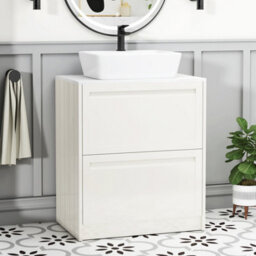Royal Bathrooms Royal Bathroom Elmore 700mm Classic White Freestanding Countertop Bathroom Vanity Unit 2 Drawer With Cube Basin - thumbnail 1