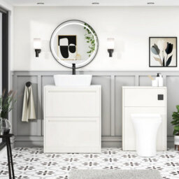 Royal Bathrooms Royal Bathroom Elmore 700mm Classic White Freestanding Countertop Bathroom Vanity Unit 2 Drawer With Cube Basin - thumbnail 5