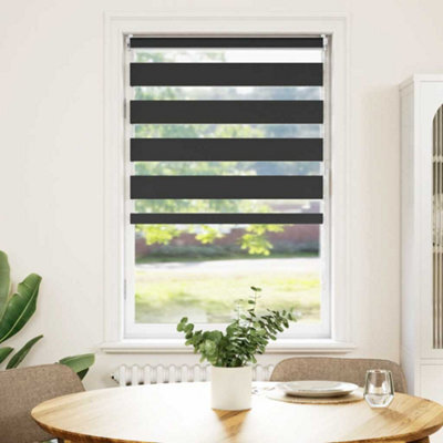 Walplus Black Zebra Blind 50 X 100 Cm - Light Filtering Roller Blind With Fittings Included - image 1
