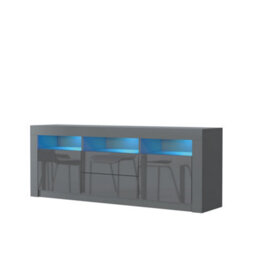 Creative Furniture Shine Tv Unit 160Cm - Dark Grey With Gloss Doors And Led Lights - thumbnail 8