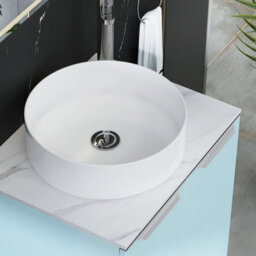 Royal Bathrooms Evora 700mm Powder Blue Fluted Wall Hung Vanity Unit 2 Drawer With Carrara White Undrilled Worktop - thumbnail 9