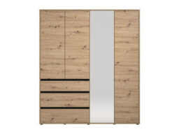 Amos Mann Furniture Corbett Artisan Oak Effect 4 Door 3 Drawer Mirrored Wardrobe - thumbnail 5