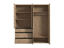 Amos Mann Furniture Corbett Artisan Oak Effect 4 Door 3 Drawer Mirrored Wardrobe - thumbnail 7