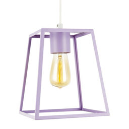 Happy Homewares Industrial Lantern Lamp Shade In Soft Lilac With Square Top And Bottom - thumbnail 1