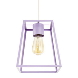 Happy Homewares Industrial Lantern Lamp Shade In Soft Lilac With Square Top And Bottom - thumbnail 5