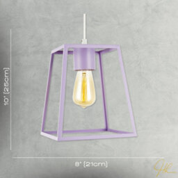 Happy Homewares Industrial Lantern Lamp Shade In Soft Lilac With Square Top And Bottom - thumbnail 7