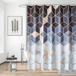 Neel Blue Marble Shower Curtain Mould & Mildew  With 12 Curtain Hook Water-Resistant Bath Curtain 180 X 180Cm
