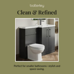 Balterley Right-Hand Bathroom Vanity And Wc Unit Combination With Basin - 1100mm - Gloss Grey With Brushed Pewter Handles - thumbnail 7