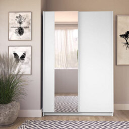Arte Minimalist White Sliding Door Wardrobe 120Cm - Mirrored, Bright Storage For Clean, Organised Bedrooms - thumbnail 4